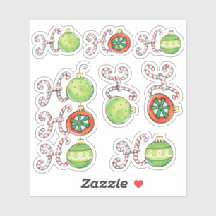 Weihnachten im Vintage-Stil, Ho Ho Ho auf Ornament Aufkleber