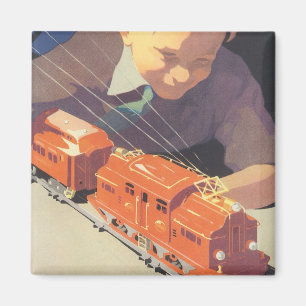 Weihnachten im Vintage-Stil, Junge spielt mit Spie Magnet