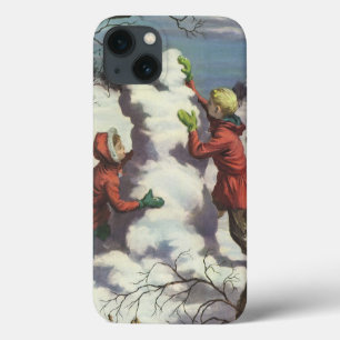 Weihnachten im Vintage-Stil, Kinder Schneeballschl Case-Mate iPhone Hülle