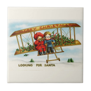 Weihnachten im Vintage-Stil: Kinder suchen nach Sa Fliese