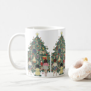 Weihnachten im Vintage-Stil: Kinder um einen gesch Kaffeetasse