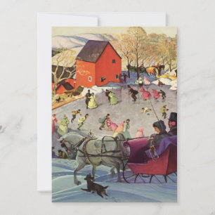 Weihnachten im Vintage-Stil, Liebe und Romantik Sc Einladung