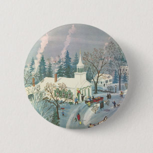 Weihnachten im Vintage-Stil, Menschen auf dem Weg Button