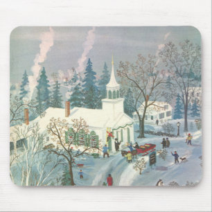 Weihnachten im Vintage-Stil, Menschen auf dem Weg Mousepad