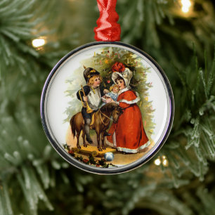 Weihnachten im Vintage-Stil mit Kindern Silbernes Ornament