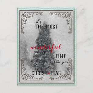 Weihnachten im Vintage-Stil mit Schnee Postkarte