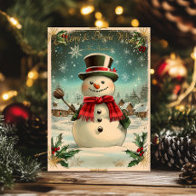 Weihnachten im Vintage-Stil mit Schneemann und fes