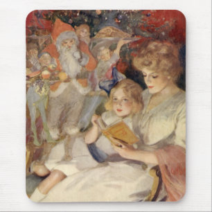 Weihnachten im Vintage-Stil, Mutter liest Gutenach Mousepad