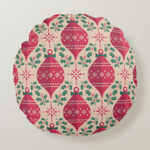 Weihnachten im Vintage-Stil nahtloses Muster Rundes Kissen