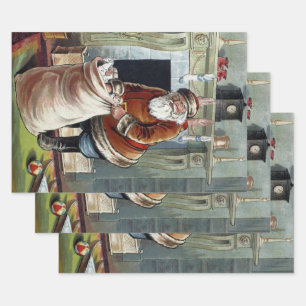 Weihnachten im Vintage-Stil, Nikolaus am Kamin Geschenkpapier Set