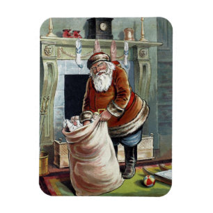 Weihnachten im Vintage-Stil, Nikolaus am Kamin Magnet