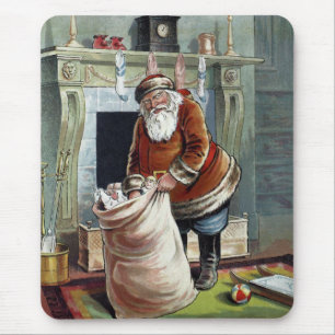 Weihnachten im Vintage-Stil, Nikolaus am Kamin Mousepad
