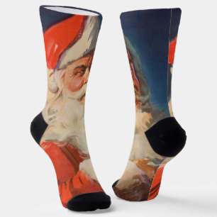 Weihnachten im Vintage-Stil, Nikolaus überprüft di Socken