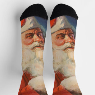 Weihnachten im Vintage-Stil, Nikolaus überprüft di Socken