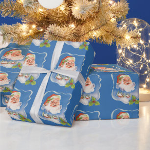 Weihnachten im Vintage-Stil, Retro-froher Santa Cl Geschenkpapier
