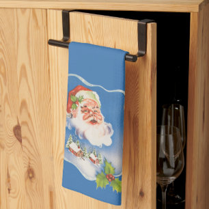 Weihnachten im Vintage-Stil, Retro-fröhlicher Weih Geschirrtuch