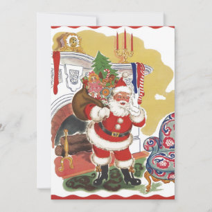 Weihnachten im Vintage-Stil, Retro-Weihnachtsmann- Einladung