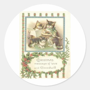 Weihnachten im Vintage-Stil Runder Aufkleber