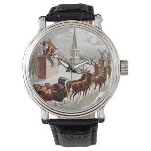 Weihnachten im Vintage-Stil, Sankt Nikolaus auf de Armbanduhr