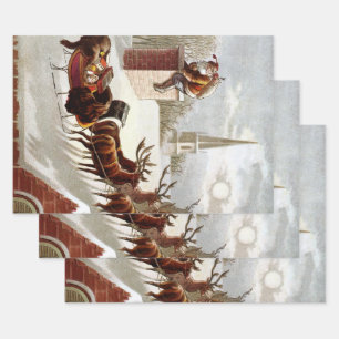 Weihnachten im Vintage-Stil, Sankt Nikolaus auf de Geschenkpapier Set