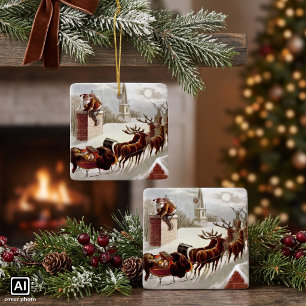 Weihnachten im Vintage-Stil, Sankt Nikolaus auf de Keramikornament