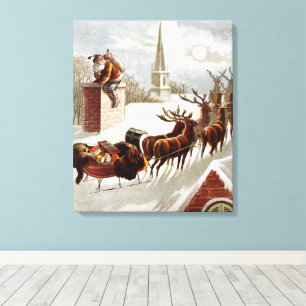 Weihnachten im Vintage-Stil, Sankt Nikolaus auf de Leinwanddruck