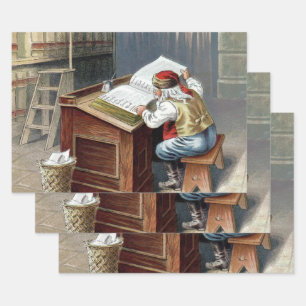 Weihnachten im Vintage-Stil, Sankt Nikolaus böse o Geschenkpapier Set