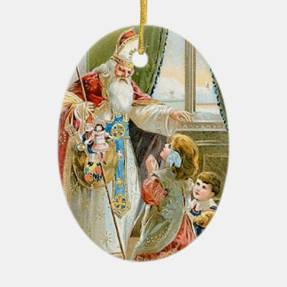 Weihnachten im Vintage-Stil Sankt Nikolaus Keramikornament
