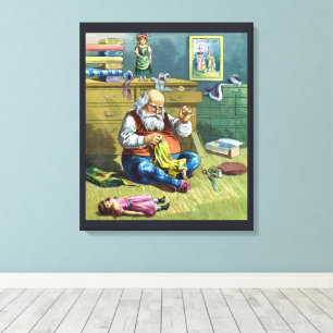 Weihnachten im Vintage-Stil, Santa Claus beim Hers Leinwanddruck