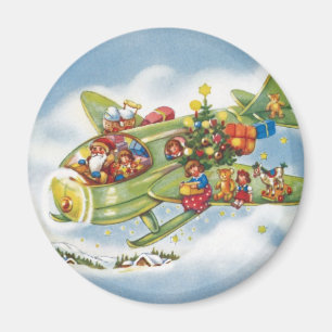 Weihnachten im Vintage-Stil, Santa Claus fliegt ei Magnet