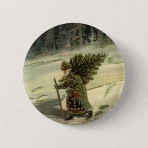 Weihnachten im Vintage-Stil, Santa Claus trägt ein Button