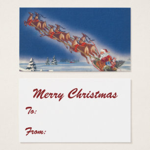 Weihnachten im Vintage-Stil, Santa fliegt mit Schl