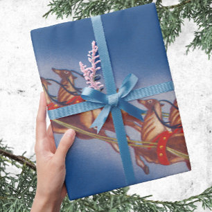 Weihnachten im Vintage-Stil, Santa fliegt mit Schl Geschenkpapier