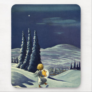 Weihnachten im Vintage-Stil, Schneeengel geht mit  Mousepad