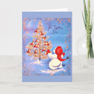 Weihnachten im Vintage-Stil - Schneemann dirigiert