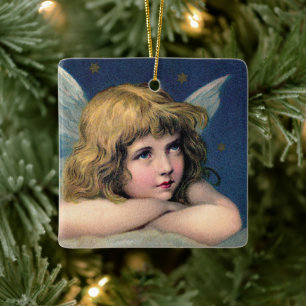 Weihnachten im Vintage-Stil, schöne Engel mit gold Keramikornament