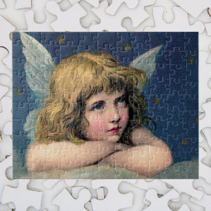 Weihnachten im Vintage-Stil, schöne Engel mit gold Puzzle