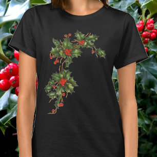 Weihnachten im Vintage-Stil, Stechpalmenpflanze mi T-Shirt