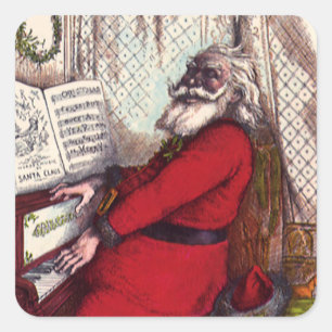 Weihnachten im Vintage-Stil, Thomas Nast Weihnacht Quadratischer Aufkleber