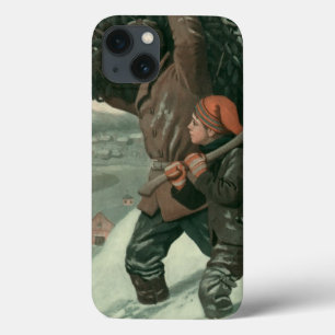 Weihnachten im Vintage-Stil, Vater und Sohn fällen Case-Mate iPhone Hülle