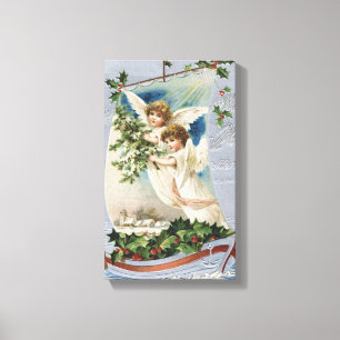 Weihnachten im Vintage-Stil, viktorianische Engel  Leinwanddruck