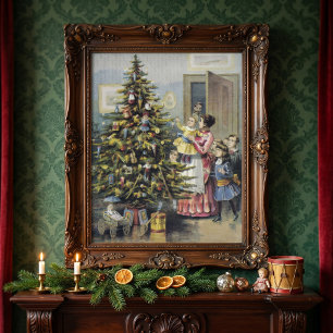 Weihnachten im Vintage-Stil, viktorianische Famili Poster