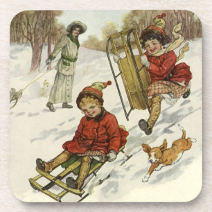 Weihnachten im Vintage-Stil, viktorianische Kinder Getränkeuntersetzer