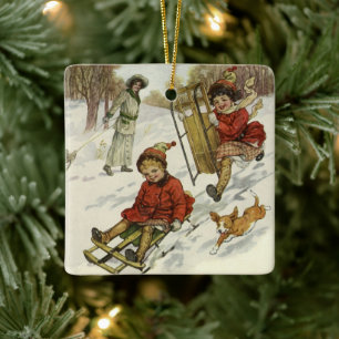 Weihnachten im Vintage-Stil, viktorianische Kinder Keramikornament