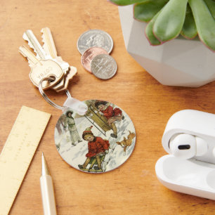 Weihnachten im Vintage-Stil, viktorianische Kinder Schlüsselanhänger