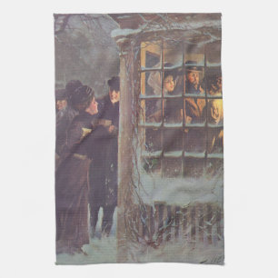 Weihnachten im Vintage-Stil, viktorianische Mensch Geschirrtuch