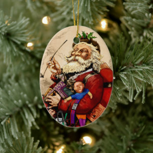 Weihnachten im Vintage-Stil, viktorianische Santa- Keramik Ornament