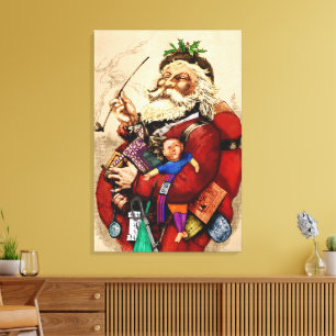 Weihnachten im Vintage-Stil, viktorianische Santa- Leinwanddruck