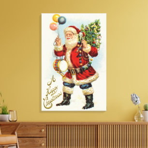 Weihnachten im Vintage-Stil, viktorianische Santa- Leinwanddruck