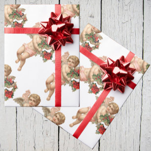 Weihnachten im Vintage-Stil, viktorianischer Engel Geschenkpapier